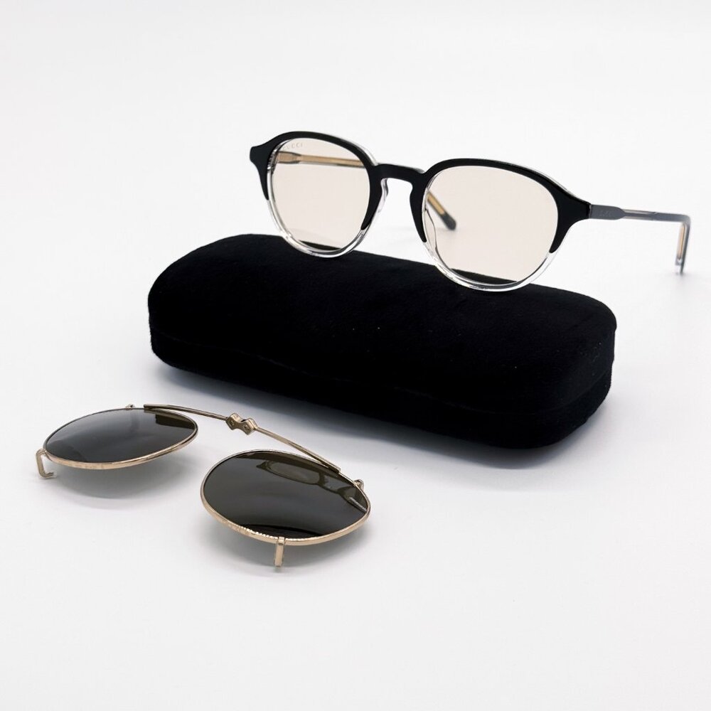 NEW GUCCI SUNGLASSES MEN ROUND BLACK GUCCI GG1212S 002 - Picture 2 of 15